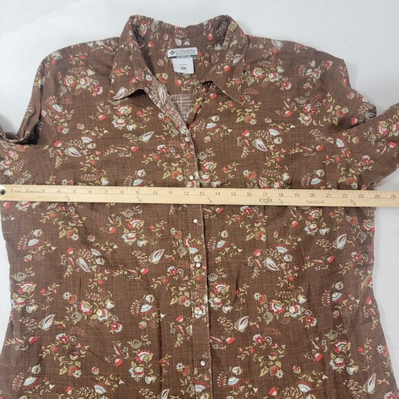 Columbia Sportswear Women's Brown Floral Print Long Sleeve Shirt Size 2X Snaps - Picture 6 of 7